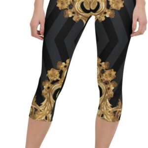 Edwin Vonholy Capri Leggings for Women Girls Pitch Raven Stripe Black Yoga Pants
