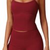 QBGJTD Two Piece Workout Sets For Women Tank Top Matching High Waist Booty Lifting Shorts Gym Yoga Active Wear Outfits