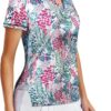 Vldnery Women's Golf Shirts Short Sleeve v Neck Loose Fit Plain Workout Tennis Polo T-Shirts